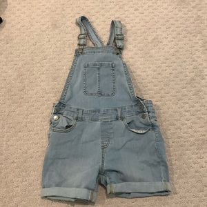 Light Wash blue overalls.
